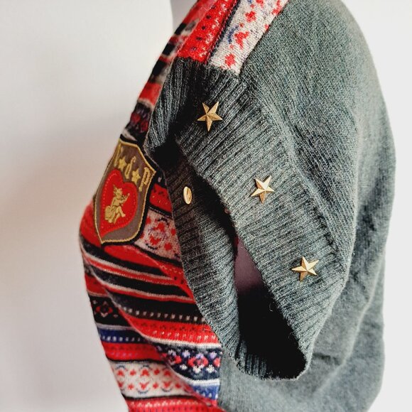 NEW VDP Italian Women's Knit Red Green Vest Sweater Size 38 / US 2-4 - Picture 7 of 16